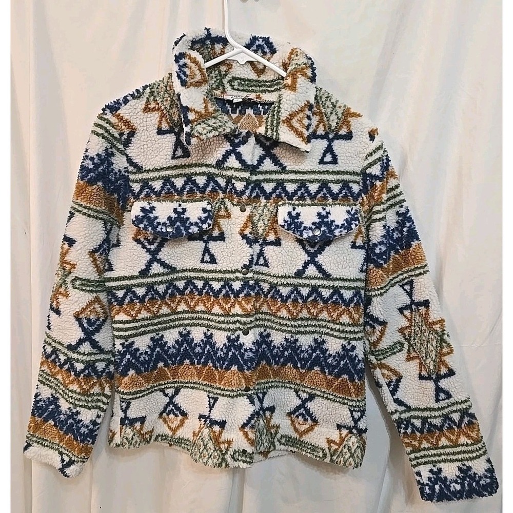 Andree By Unit Aztec Southwestern Shacket Jacket Women's Size S Fleece Snap